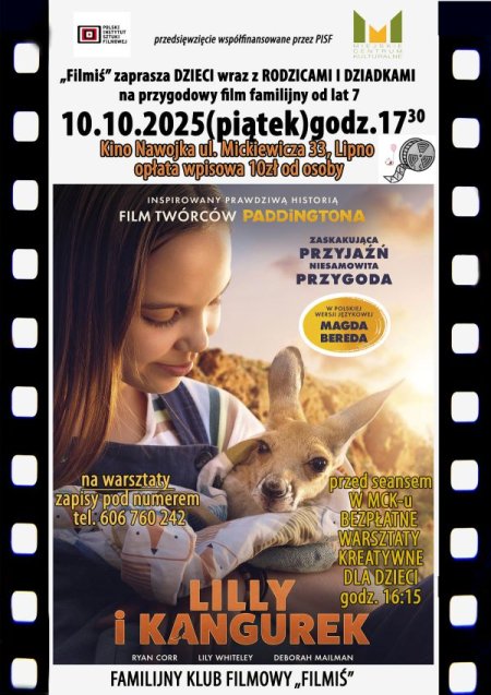 10 PAŹDZIERNIKA FAMILIJNY KLUB FILMOWY ZAPRASZA NA WARSZTATY ORAZ FILM „LILLY I KANGUREK”