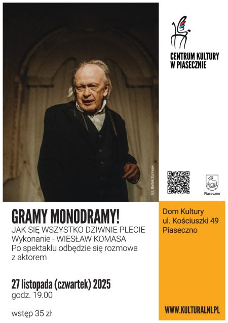 GRAMY MONODRAMY! JAK SIĘ WSZYSTKO DZIWNIE PLECIE. Wiesław Komasa